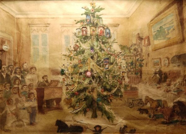 Новогодняя елочка живопись (50 фото)