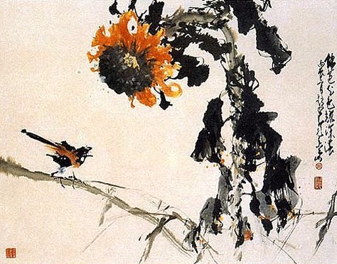 Подсолнухи в японской живописи