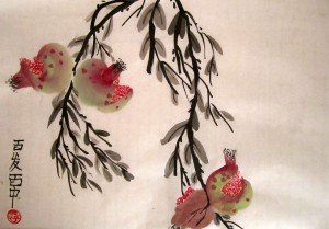 Китайские картины с гранатом