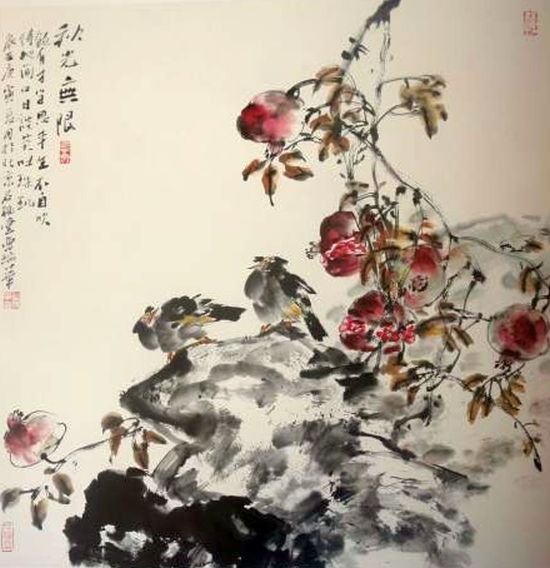 Китайская живопись гохуа гранат