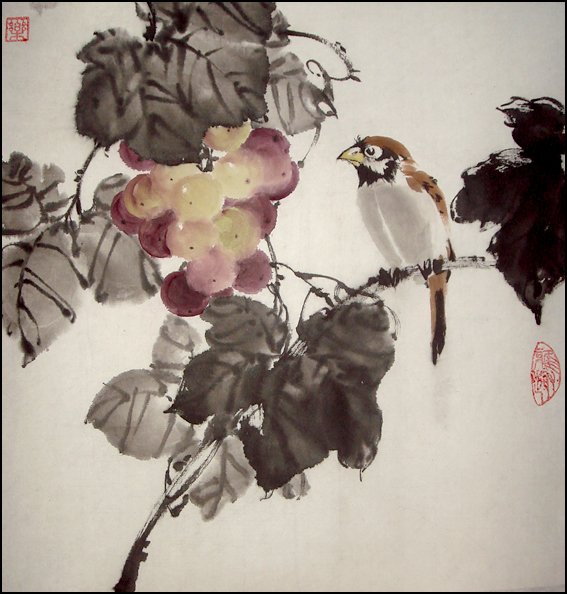 Воробьи в китайской живописи (50 фото)