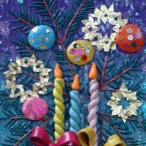 Новогодняя картина пластилином