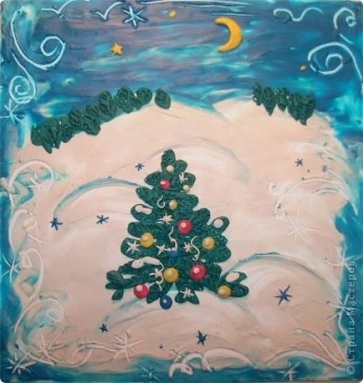 Картина из пластилина новый год