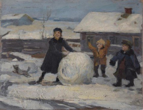 «Дети лепят снеговика», Чарльз Пайл
