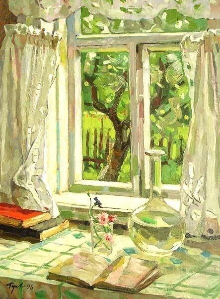 Николай Богданов-Бельский. Открытое окно в сад. 1911