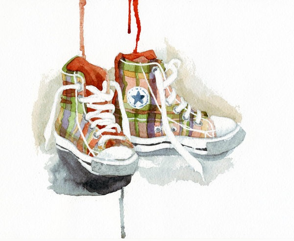 Кроссовки акварелью