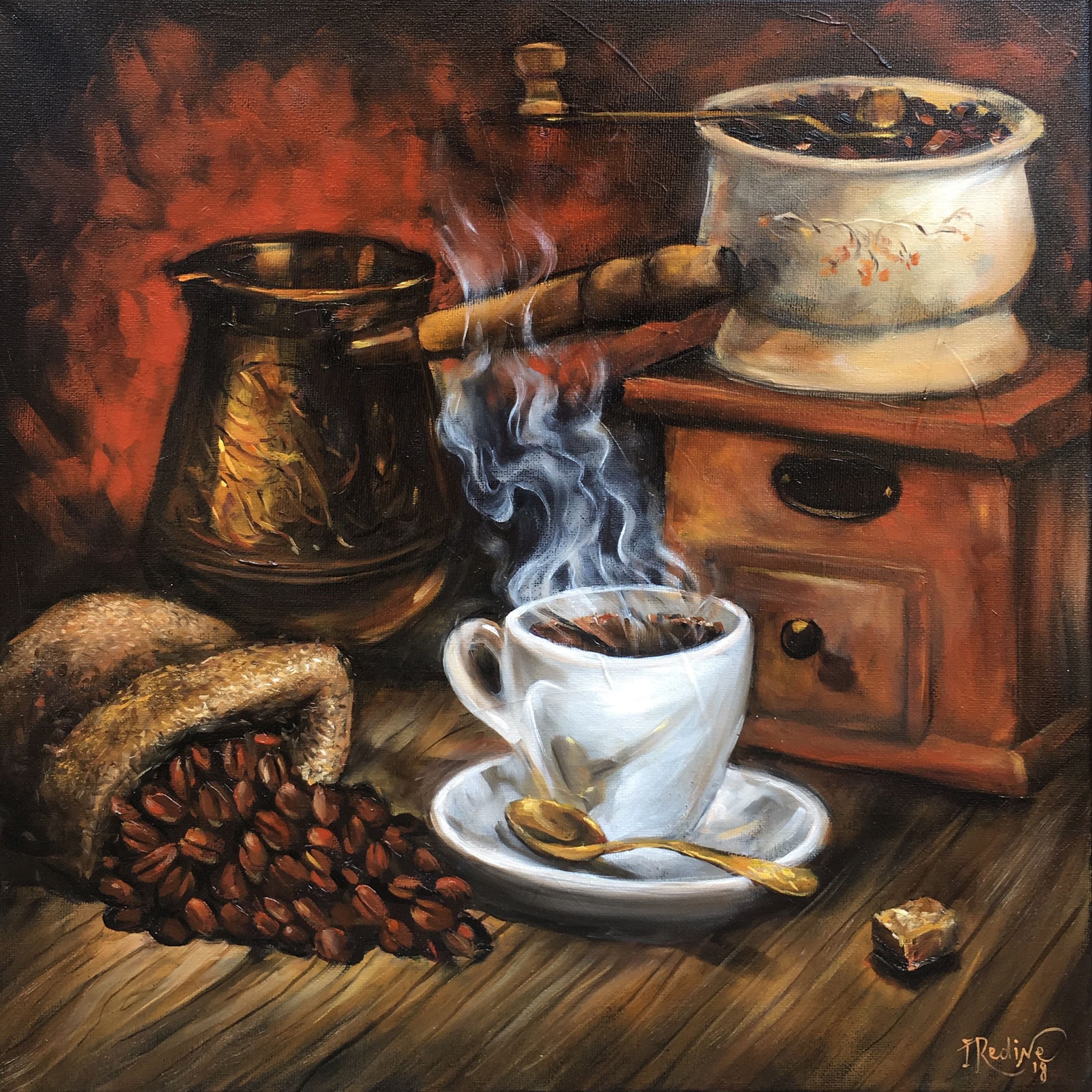 Картина маслом кофе