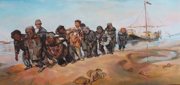 Бурлаки на Волге картина Репина