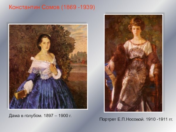 К.А. сомов. «Дама в голубом» (портрет е.м. Мартыновой). . 1897–1900.