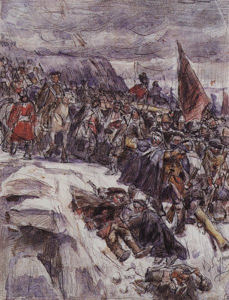Василий Суриков «переход Суворова через Альпы в 1799 году», 1899 г.