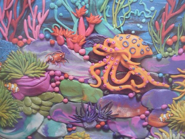 Пластилинография для детей Морское дно