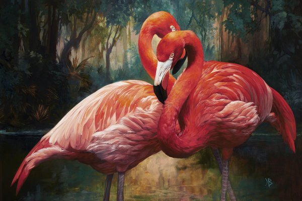 Фламинго картины художников