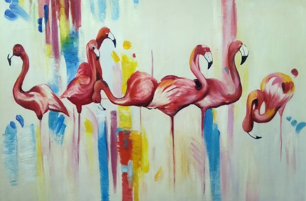 Фламинго картина маслом