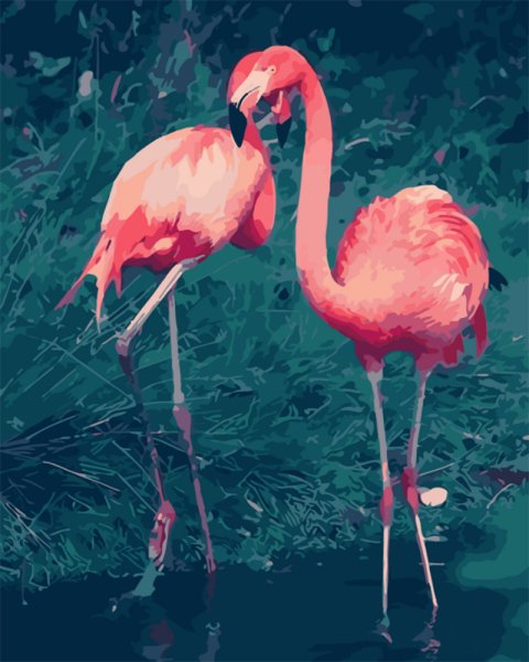 Фламинго акрилом на холсте