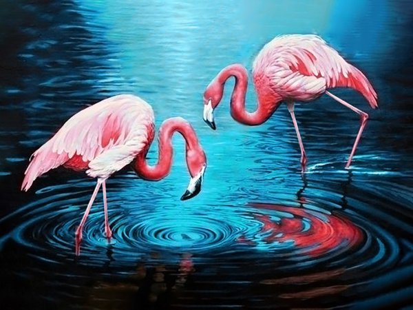 Алмазная мозайка Фламинго