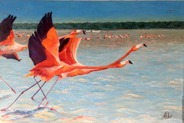 Фламинго картины художников