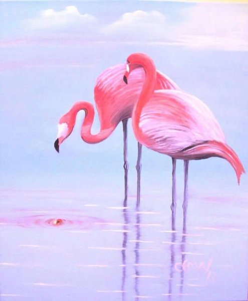 Фламинго маслом