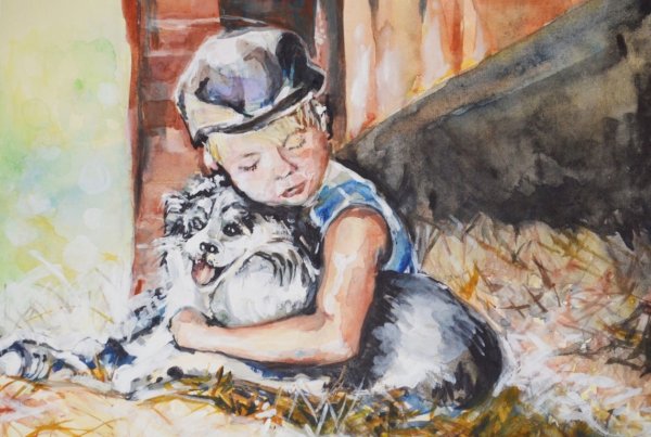 Мальчик иллюстрация акварель