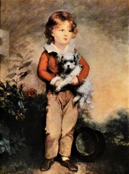 Картина мальчик и щенок