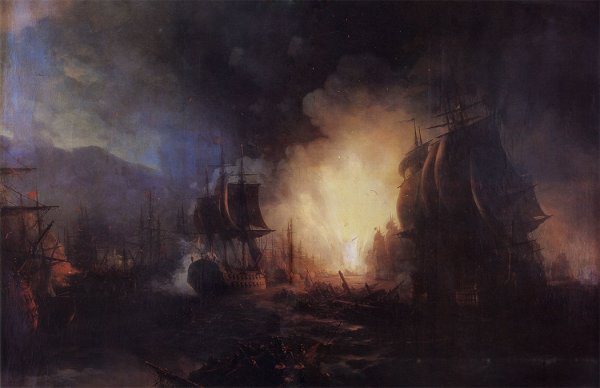 Чесменский бой картина Айвазовского