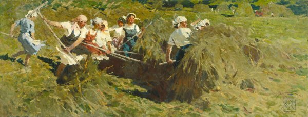 Сенокос живопись в деревне