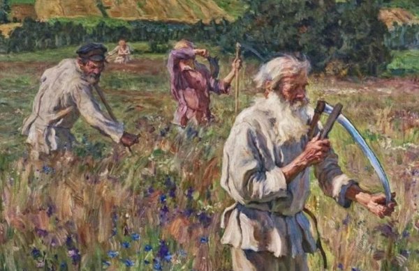 Июль сенокос деревня живопись