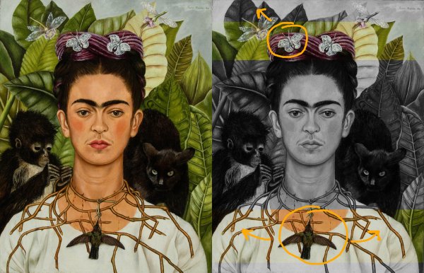 Фрида Кало автопортрет с терновым ожерельем и Колибри
