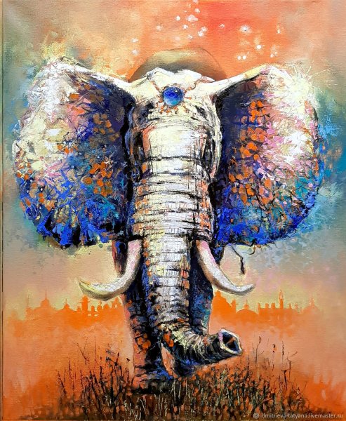 Слон картина маслом мастихин