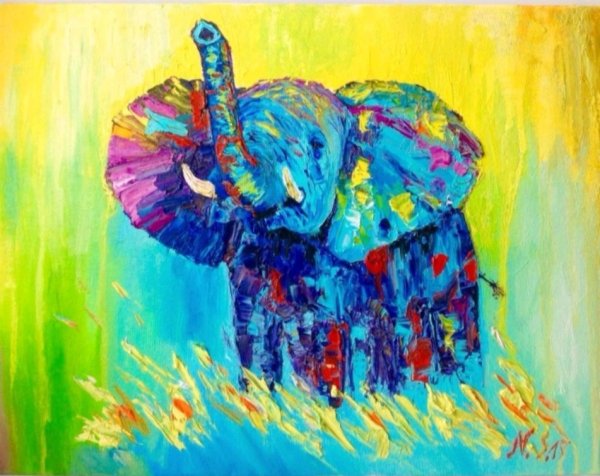 Слон масляными красками