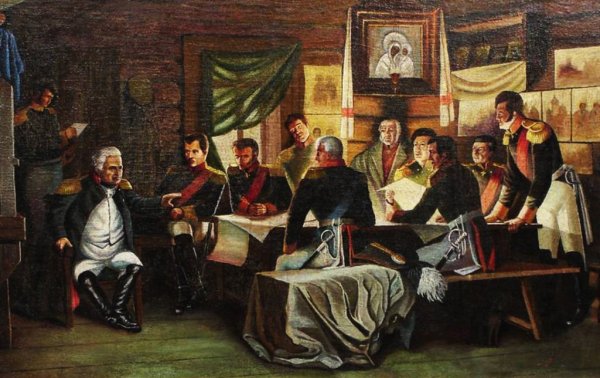 Военный совет в Филях. А. Д. Кившенко, 1812 г.