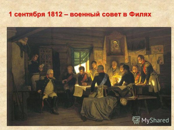 Военный совет в Филях. А. Д. Кившенко, 1812 г.
