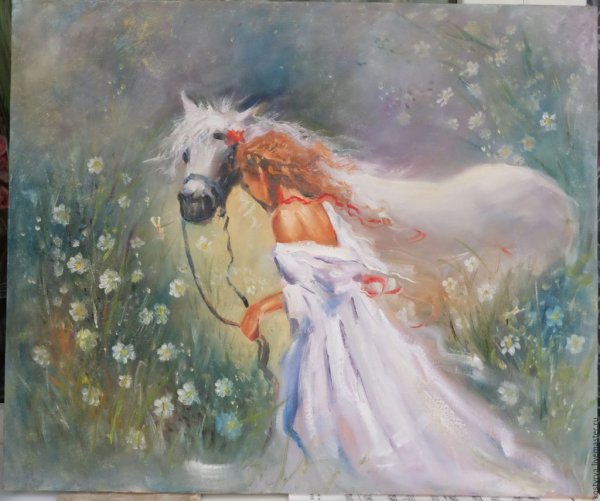 Девушка с лошадью живопись