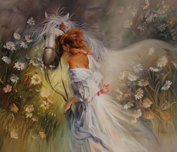 Девушка с лошадью живопись