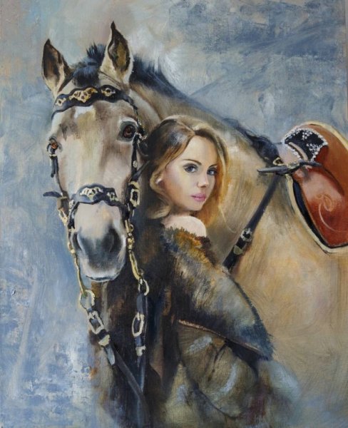 Девушка с лошадью живопись