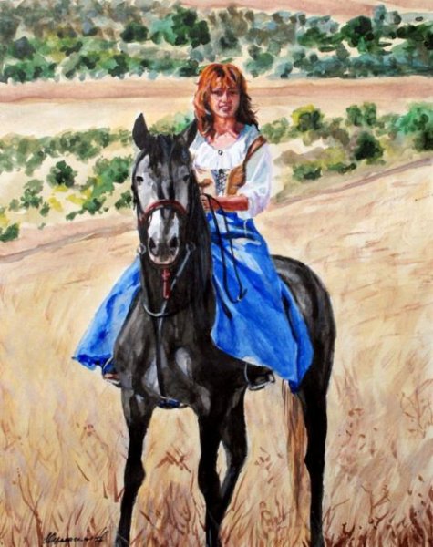 Портрет девушка на коне