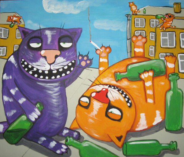 Художник коты Вася Ложкин