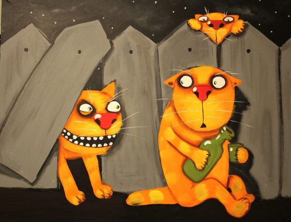 Вася Ложкин картины кот