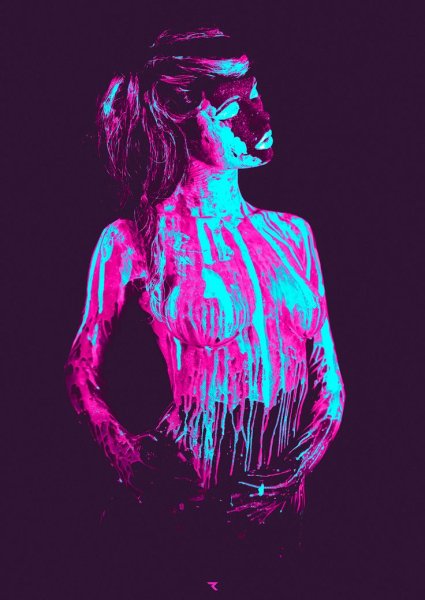 Девушка неон арт