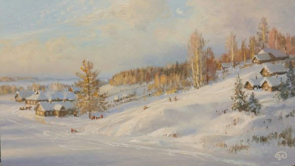 Художник Владимир Юрьевич Жданов картины зима деревня