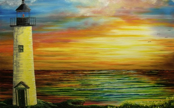 Картины с маяком и морем