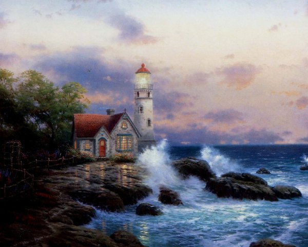 Пейзаж с маяком Томас Кинкейд