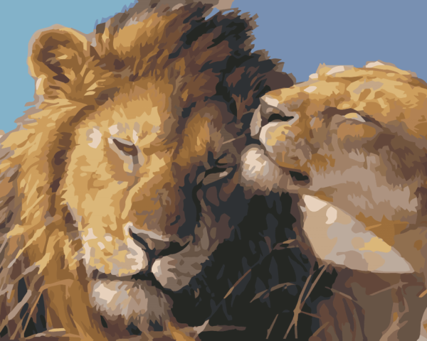 Алмазная мозаика львиная нежность