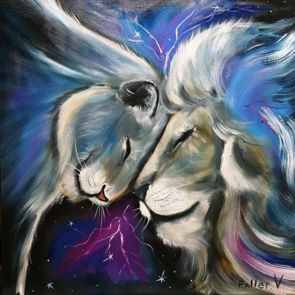 Львица акрилом