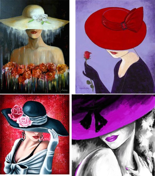 Картина на холсте женщина в шляпе