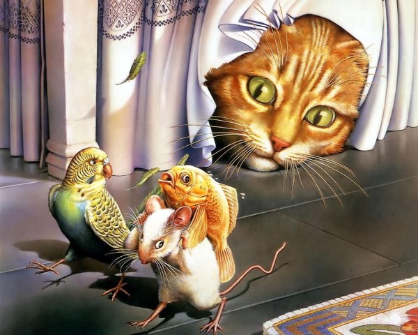 Картина кот и мыши