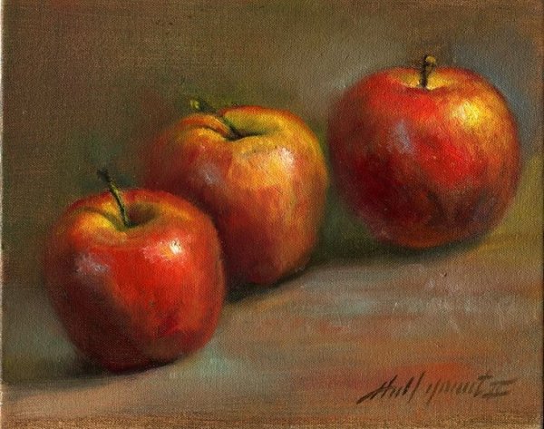 Желтое яблоко живопись