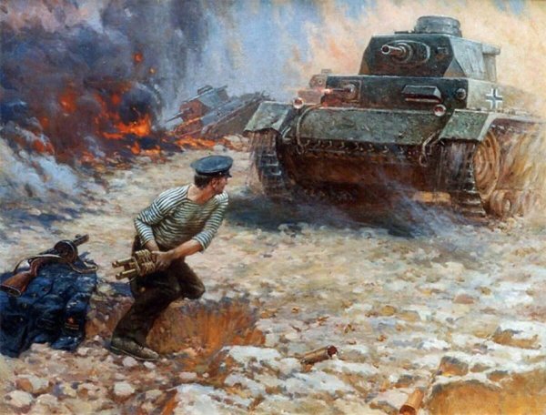 Художник Семенов Алексей Николаевич картина "бой под Ушаковом"