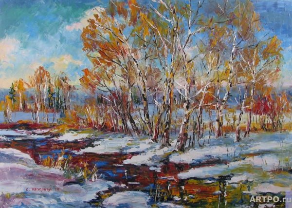 Первый снег живопись маслом