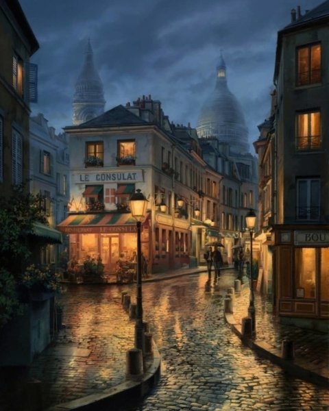 Художник Евгений Лушпин Сумерки в городе