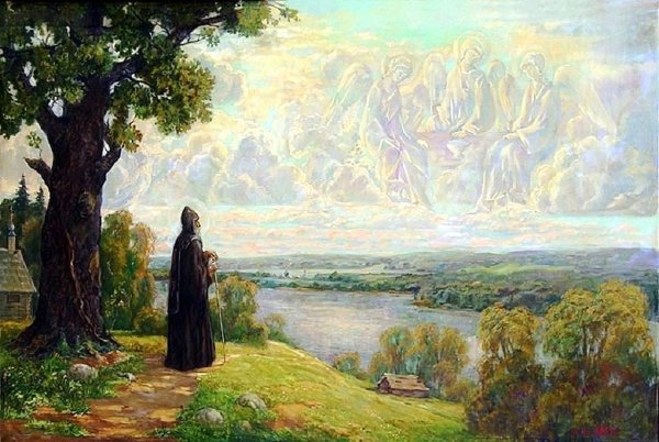 Явление Святая Троица и Сергий Радонежский